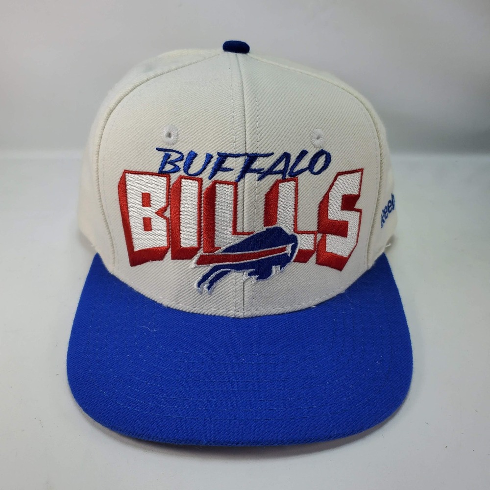 Reebok Buffalo Bills Hat Mens OS White Blue Vintage Curve Block Snapback NFL